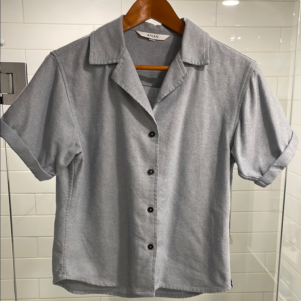 Blue and White Button Down Shirt with Classic Collar